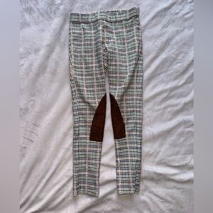 Janie and Jack houndstooth riding Leggings with faux suede knee patches